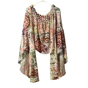 Live 4 Truth Cropped Watercolor Flowy Floral Abstract Blouse